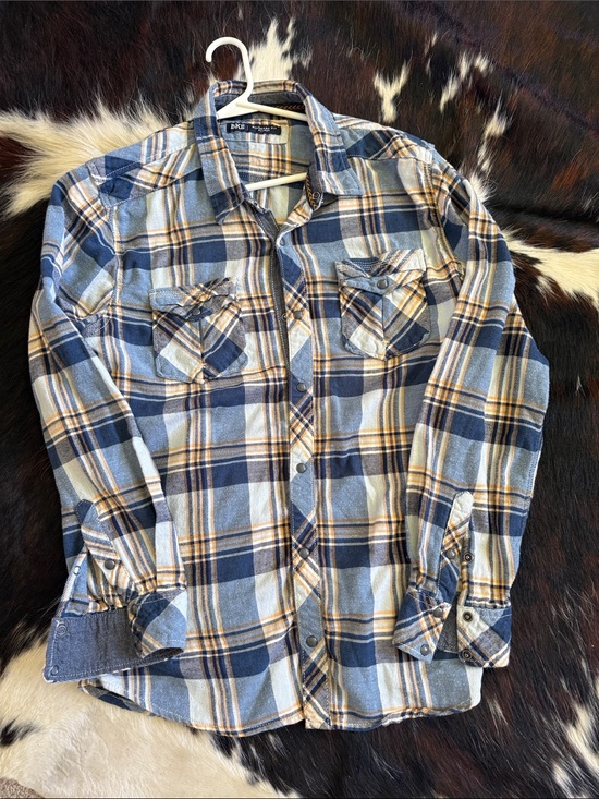 BKE Other - BUCKLE BKE Blue and Tan Plaid Snap Down Shirt